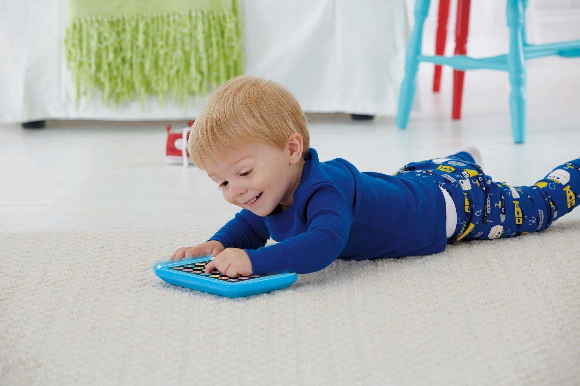 Fisher-Price Toddler Learning Toy Laugh & Learn Smart Stages Tablet with Lights & Music for Early Pretend Play, Blue, for Infants Ages 1+ Years