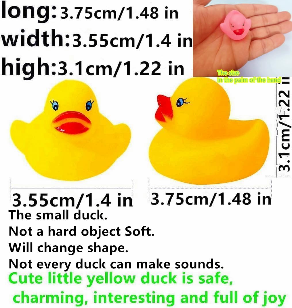 DZTIAN Mini Rubber Duck Set Yellow 12-Pieces Float & Squeak Mini Rubber Duck Baby Bath Ducky Sound ShowerToys for Kids Celebrate The Joy