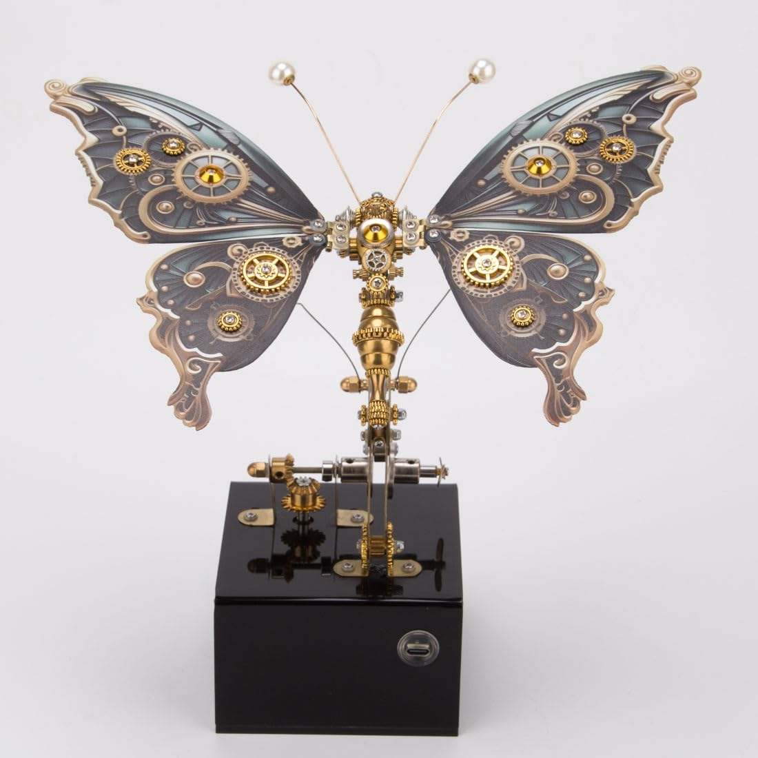 3D Metal Puzzle Butterfly Music Box Kits for Adult, 3D Stereoscopic Dynamic Insect DIY Mechanical Assembly Model with Acrylic Base to Build, Brain