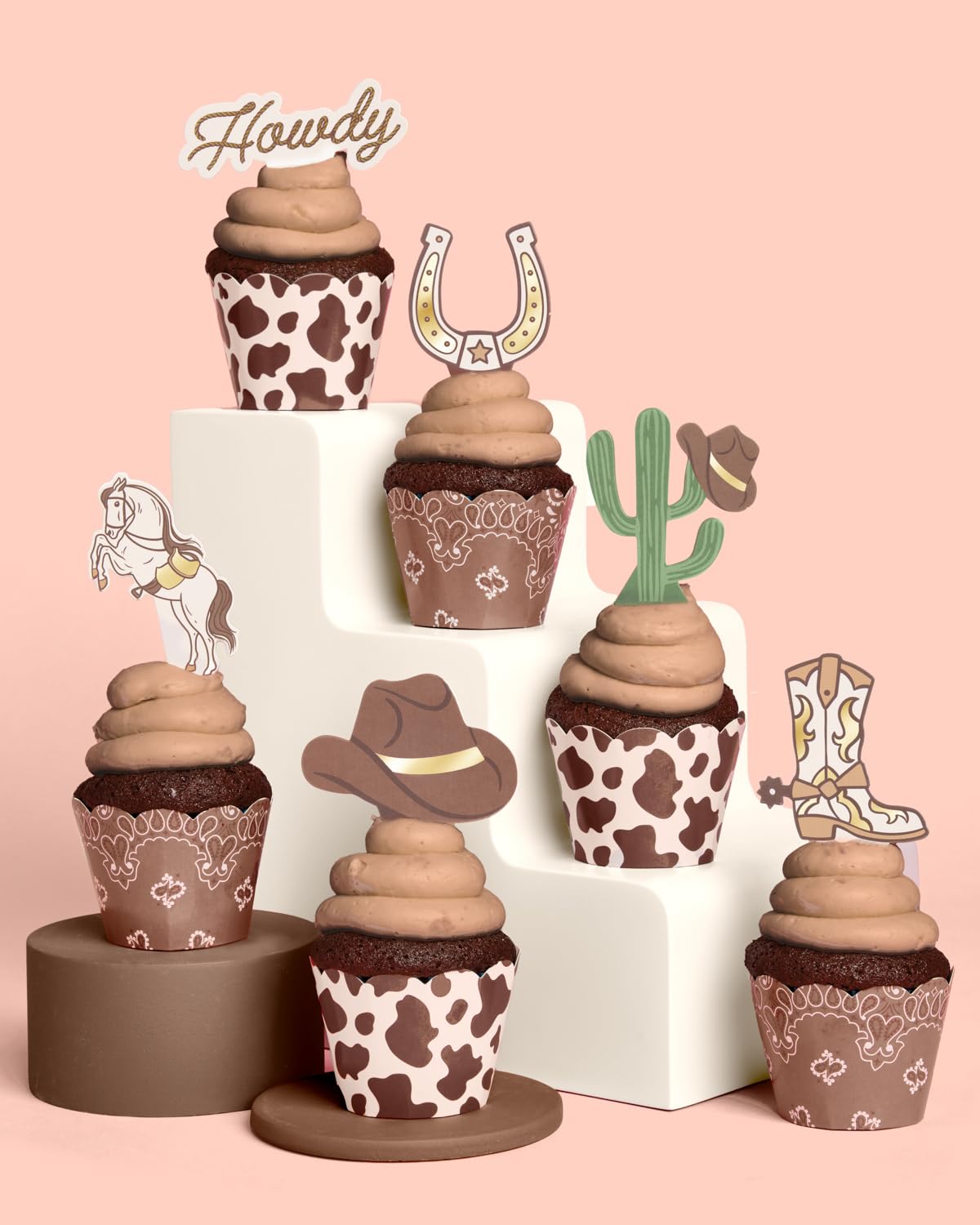 xo, Fetti 24pk Western Cupcake Wrappers + Toppers | Rodeo Cowboy Kids Party