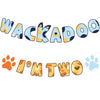 ESKOMIO 2nd Birthday Party Banner Blue Dog Birthday Themed Party Decoration Supplies Banner for Boys and Girls