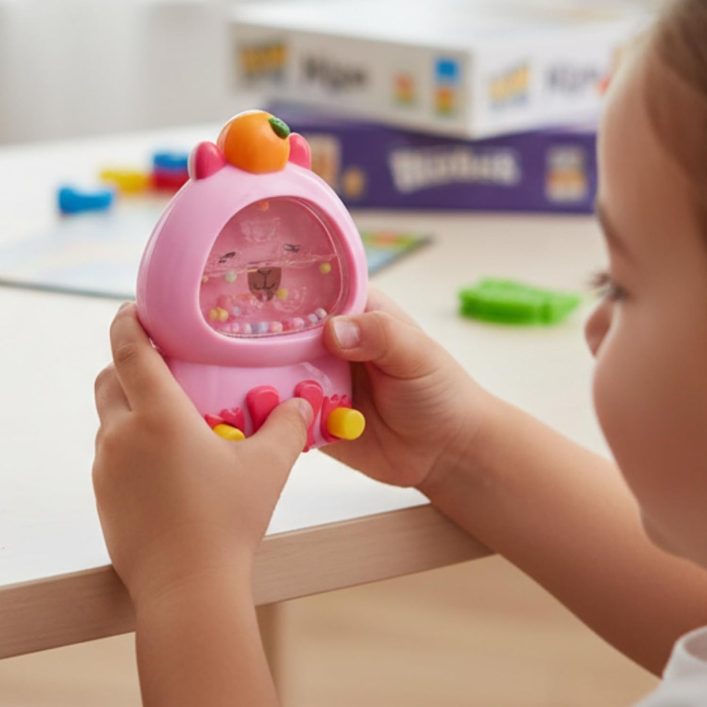 5 Inch Capybara Water Ring Game, Handheld Puzzle Toy, Assorted Colors, 12 Count Display