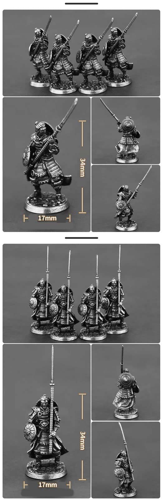 Alloy Samurai Model, Ancient Mini Warrior Model Toy, Japanese Style Table Games and Chess Decoration Military Manual, DIY Alloy Samurai Doll (Long
