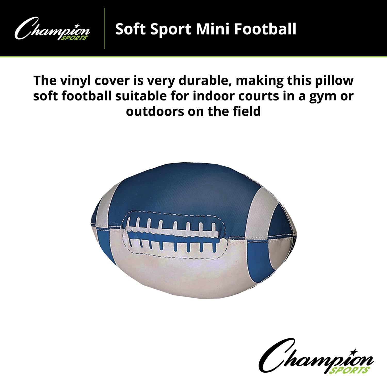 Champion Sports Soft Foam Mini Football, Blue/White, 8"
