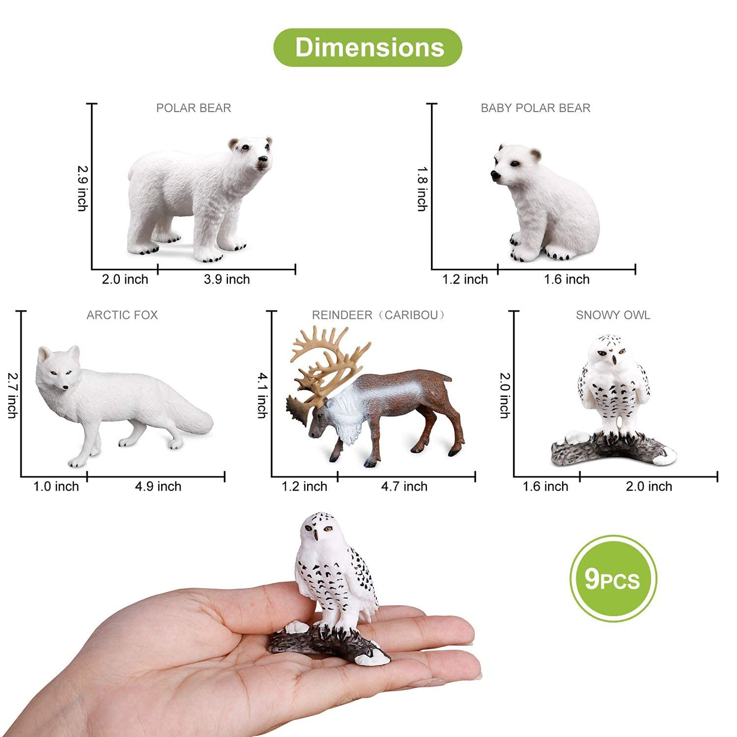 Volnau Sea Creature Toys Figures 9PCS Arctic Circle Ocean Animals Figurines for Toddlers Kids Christmas Decoration Gift Plastic Fish Preschool Pack