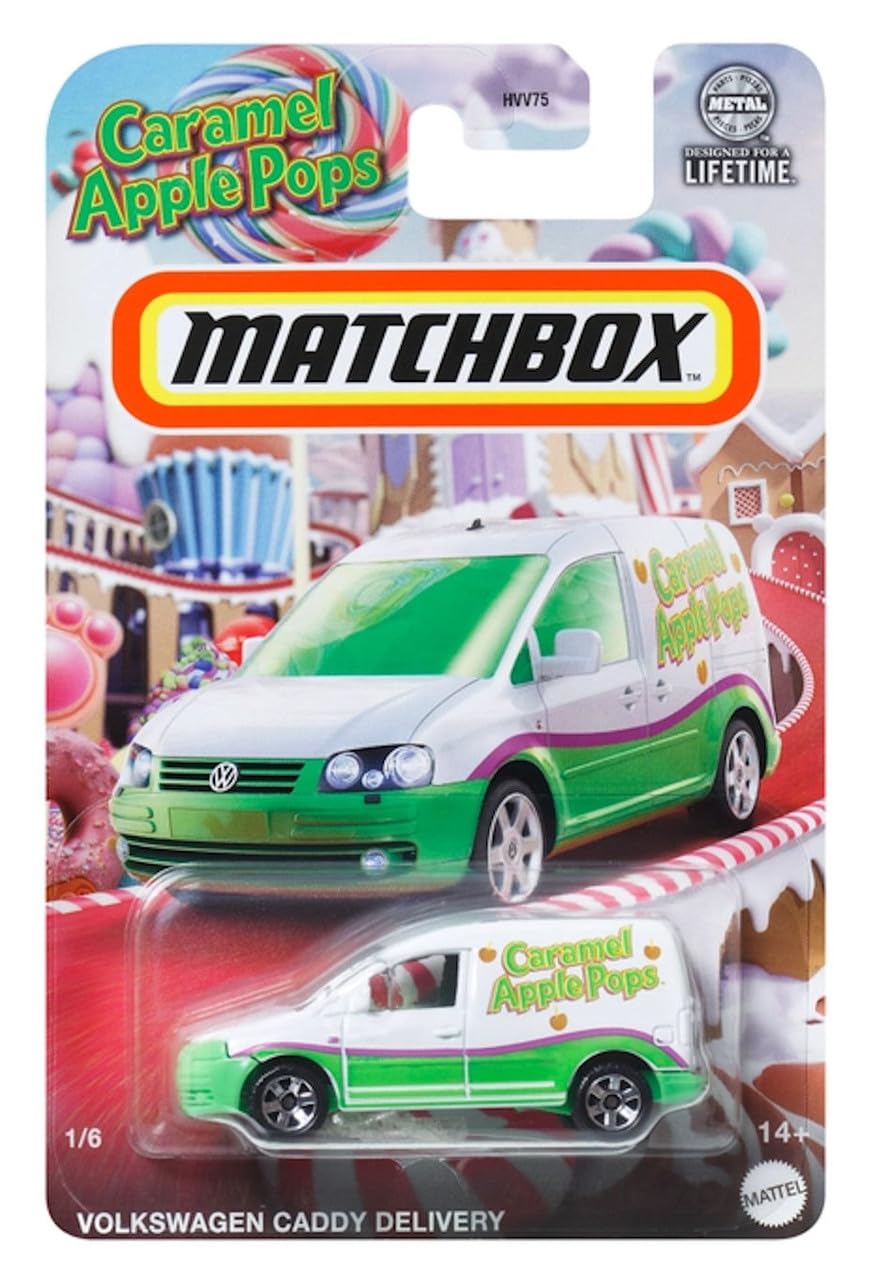 Matchbox Candy-Themed Die-Cast Car Collection 6-Pack Bundle, Limited Edition Vehicles with Charleston Chew, Razzles, Caramel Apple Pops, HVV75-979B