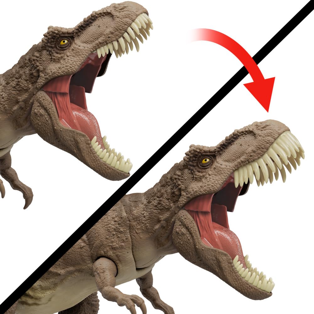 Mattel Jurassic World Chaos Theory All-Out Attack Tyrannosaurus Rex Dinosaur Action Figure Toy, T. rex with Rampage Attack, Chomp & Roar & Evolved