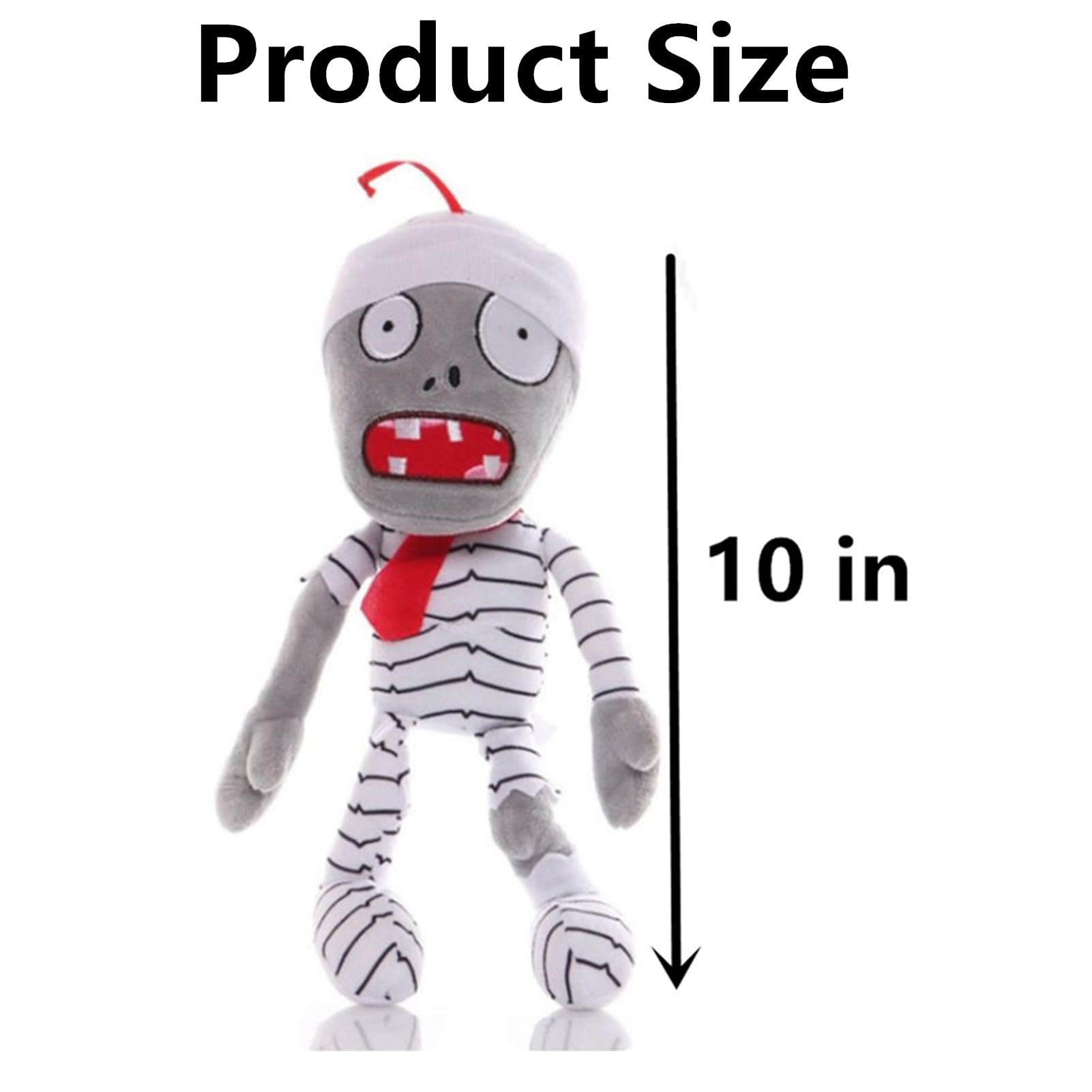 JHESAO 10" Plants and Zombies Plush Zombie Toys, PVZ Plushies Soft Stuffed Mummy Zombie Doll New