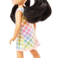 Barbie Chelsea Doll, Small Doll with Black Hair in Pigtails & Brown Eyes Wearing Removable Plaid Dress & Pink Shoes