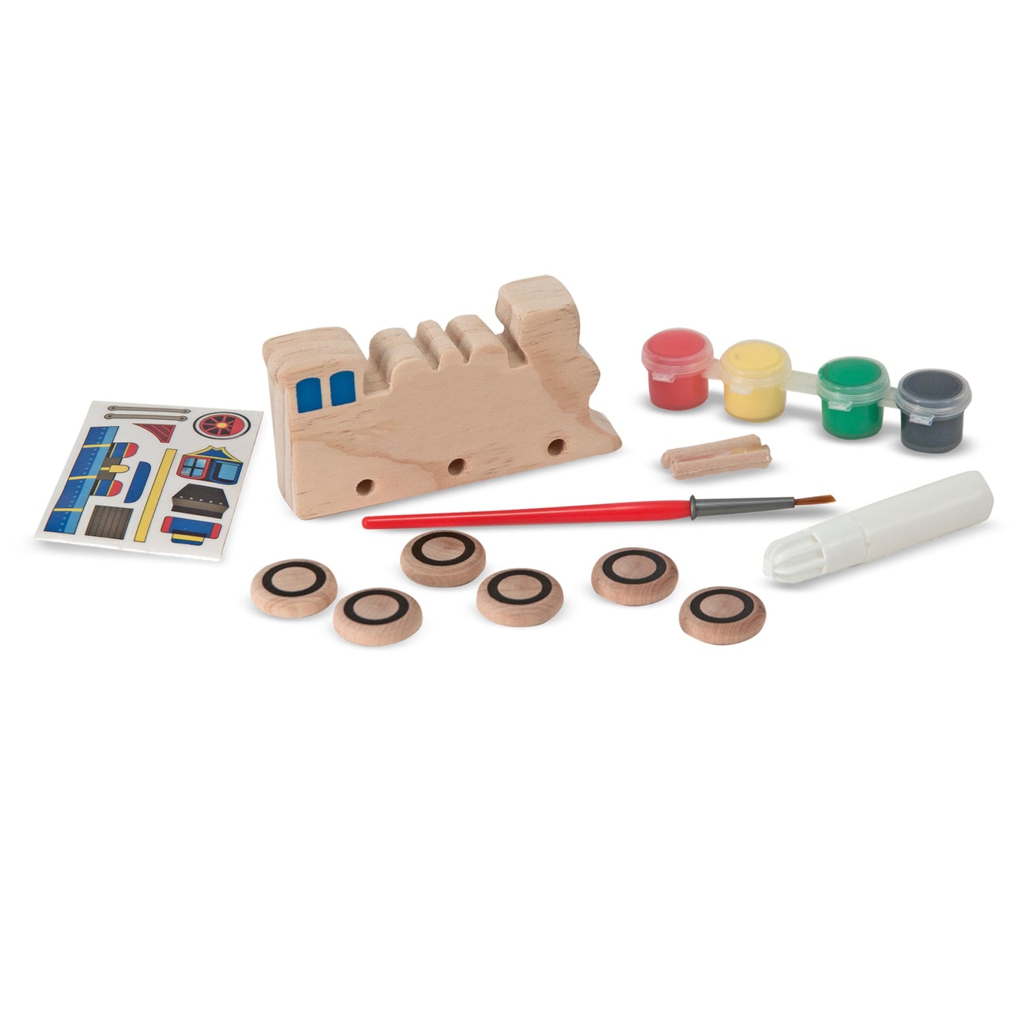Melissa & Doug Decorate-Your-Own Wooden Train and Race Car Craft Kits, Set of 2
