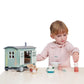 Tender Leaf Toys - Secret Meadow Shepherd’s Hut - Portable Furnished Wooden Shepherd’s Hut on Wheels with 11 Pcs Accessories and 3 Mice Dolls