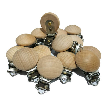 10pcs Wooden Fixed Strap Clips Round Head Shape Suspenders Clip Craft Hooks Clothes Fasteners Holder(3.5cm/10pcs)