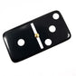 Marion Domino Double 6 Custom Engraved and Hand Painted Black Jumbo Tournament Size with Spinners in Elegant Black Velvet Case.