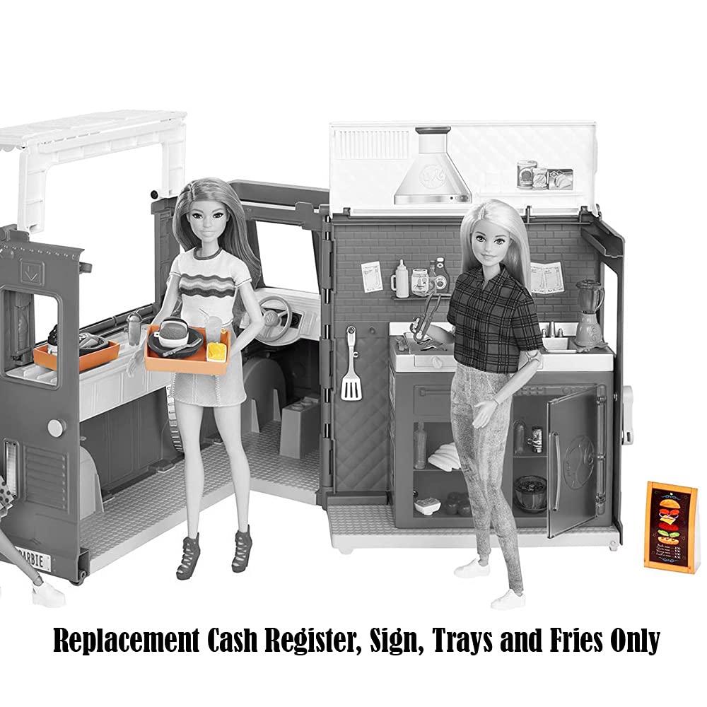 Replacement Parts for Fresh 'n Fun Food Truck Barbie Doll Playset - GMW07 ~ Replacement Cash Register, Sign, Trays and Fries