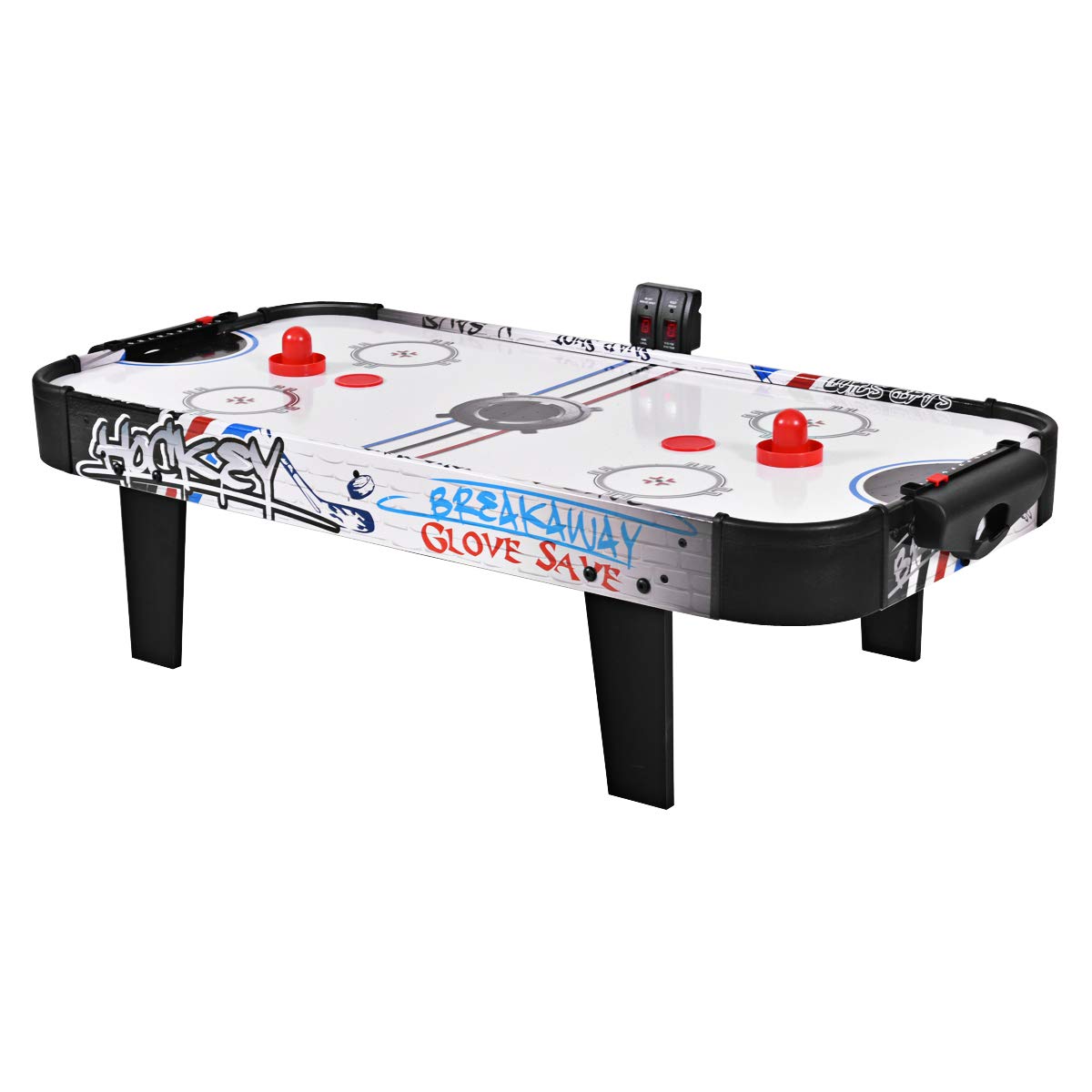 Goplus Air Hockey Table, 42 Inch Tabletop Air Hockey Game with LED Scoreboard, 2 Pucks, 2 Pushers, Powerful Motor, Indoor Arcade Table Gaming Set