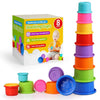 GLOWING KNIGHTS Colorful Stacking Cups for Babies and Toddlers, 8 PCS Nesting and Stackable Cups for Bath, Beach, Montessori Play, Early Learning