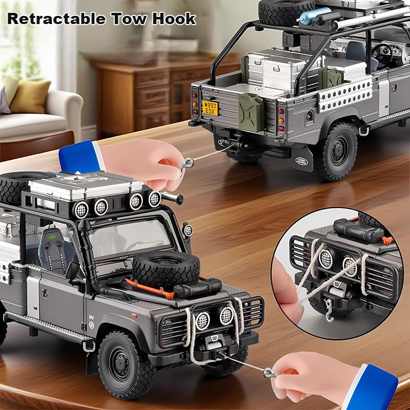 1/24 Scale Diecast Cars for Defender 110 Off-Road Pickup Truck Model Toy