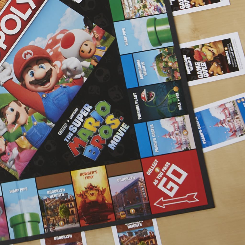 Monopoly Board Game Based on The Super Mario Bros. Movie - Family Game for Super Mario Fans - Includes Bowser Token - for 2 to 6 Players - Age: From 8