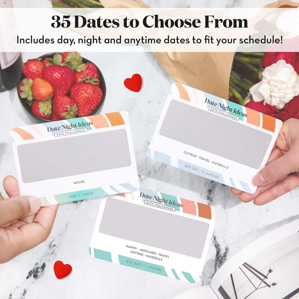 35 Scratch Off Date Night Ideas, Couples Gifts for Him, Her, Girlfriend, Boyfriend, Wife or Husband - Women or Men Anniversary Card Game, Engagement