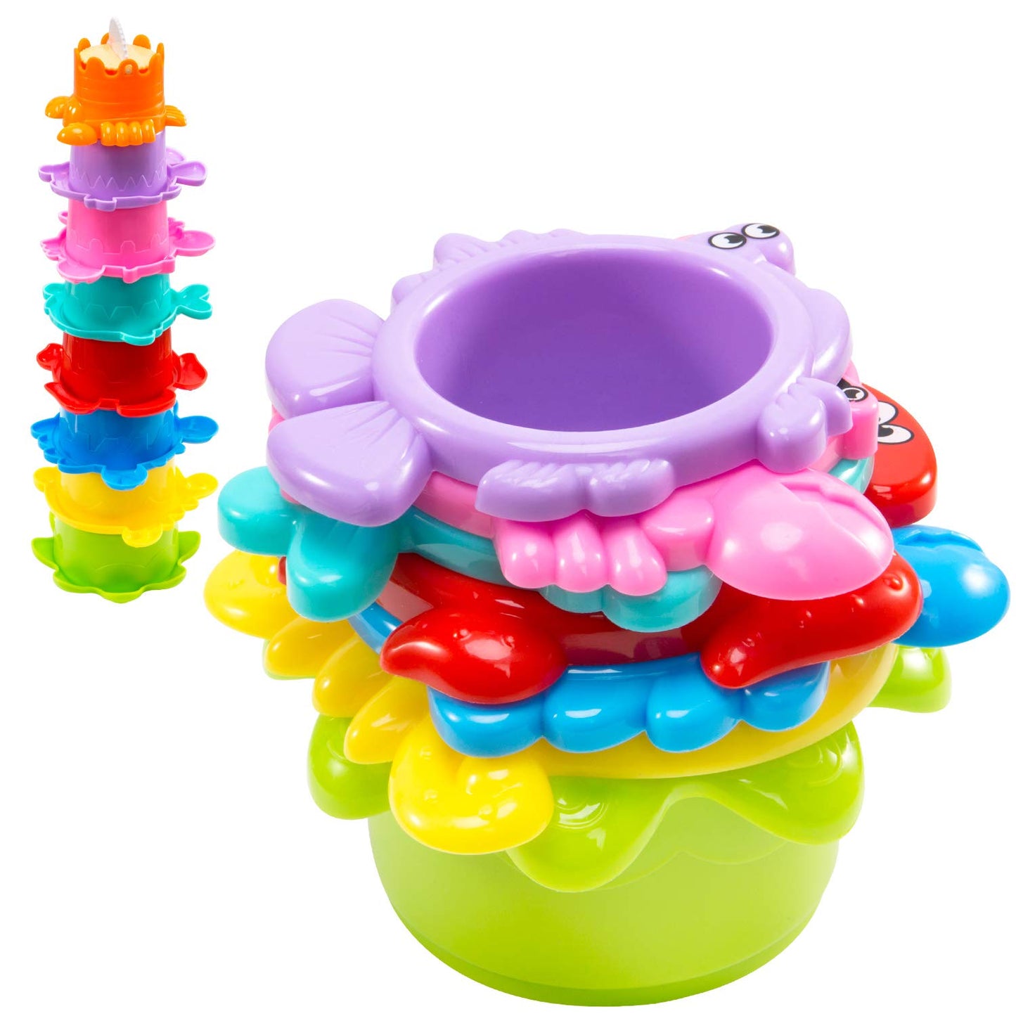 INNOCHEER Baby Bath Toys for Toddlers, Water Table Toys with Mold Free Stacking Cups, Quick Dry Organizer Net, 13 Pcs Bathtub Game, Beach and Pool