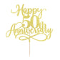 Dxsdgetue Gold Glitter Happy 50th Anniversary Cake Toppers - Wedding Anniversary Party, Company Anniversary Party, 50th Birthday Selected Decorations