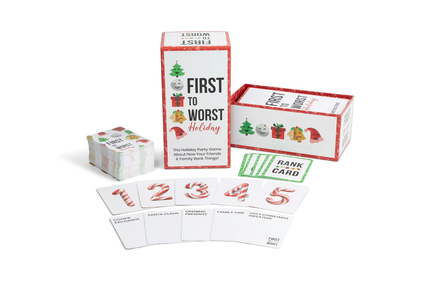 FIRST TO WORST Holiday Edition Party Game - A Festive Card Game About How Your Friends & Family Rank Things - Perfect for White Elephant Gifts