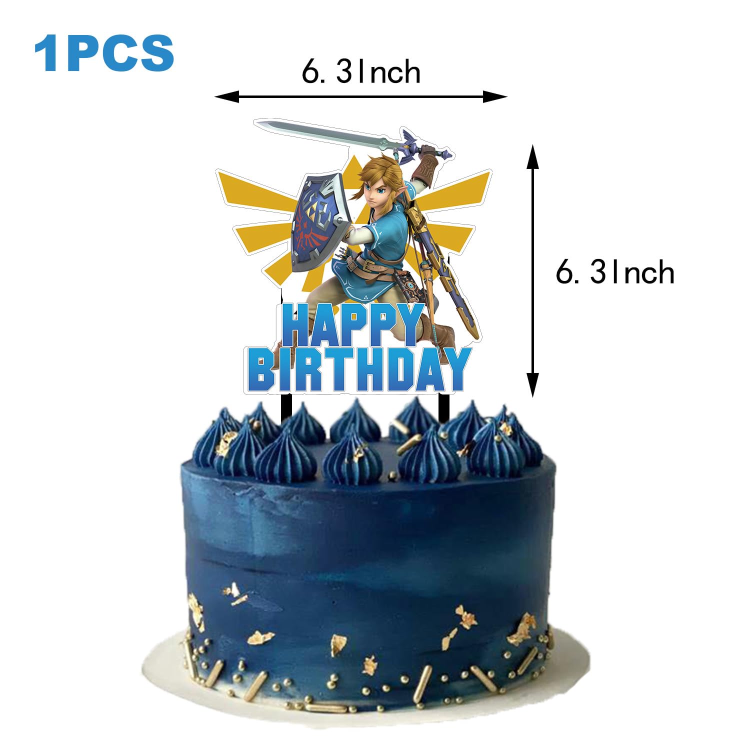 25Pcs Zelda Birthday Party Supplies Pack Includes 1 Cake Topper 24 Cupcake Toppers for Game Zelda-s Party Supplies
