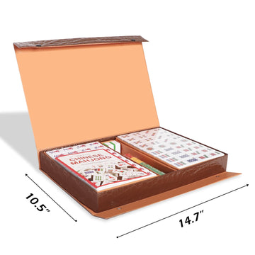 GUSTARIA Chinese Mahjong Set, Mahjong Game Set with 146 Numbered Large Tiles (1.5", Green), Mahjong Tiles Set with Brown Carrying Case