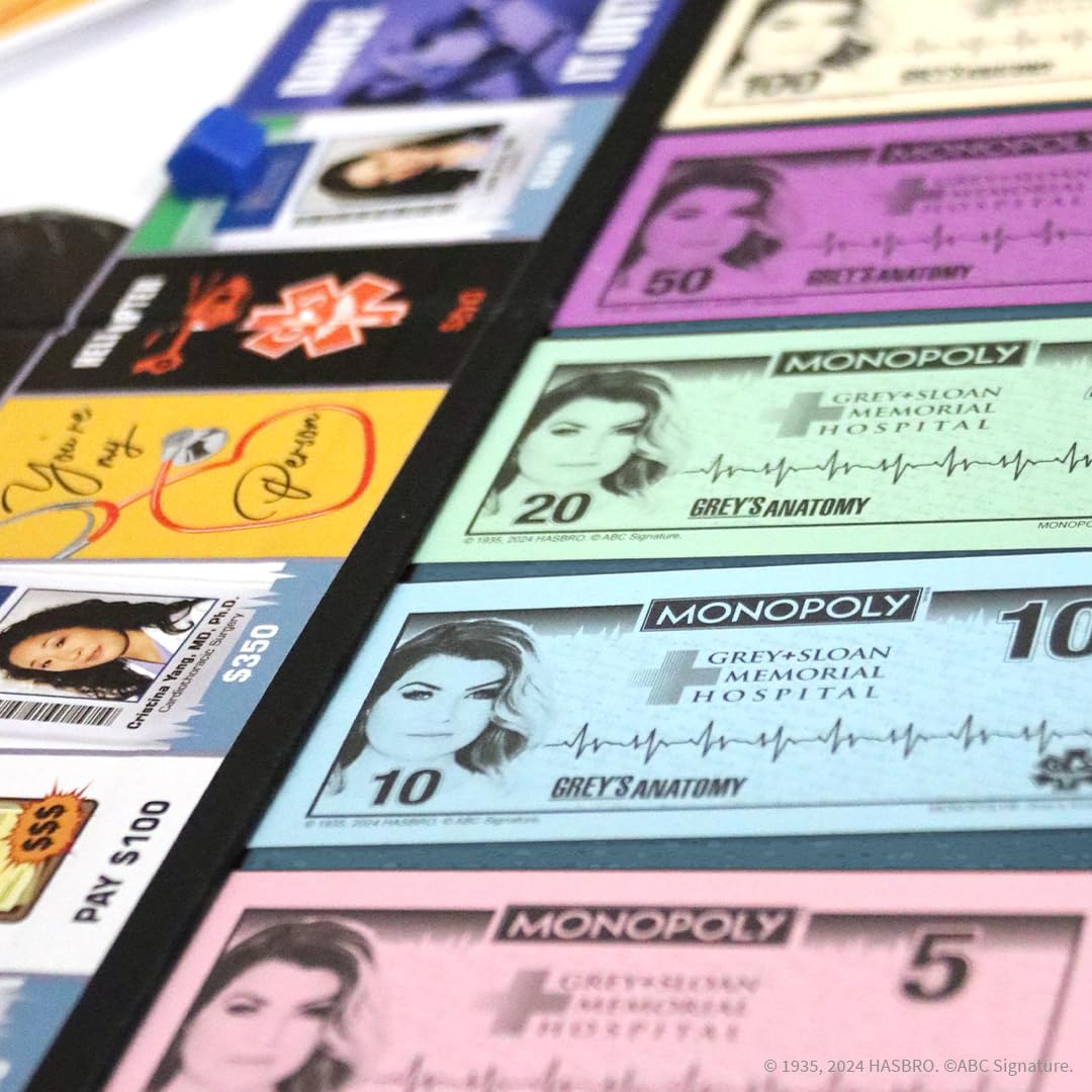 Monopoly: Grey's Anatomy Board Game | Featuring Ferry Boat, Clipboard, Scrub Top, and More | Buy, Sell, Trade Iconic Doctors from Miranda Bailey