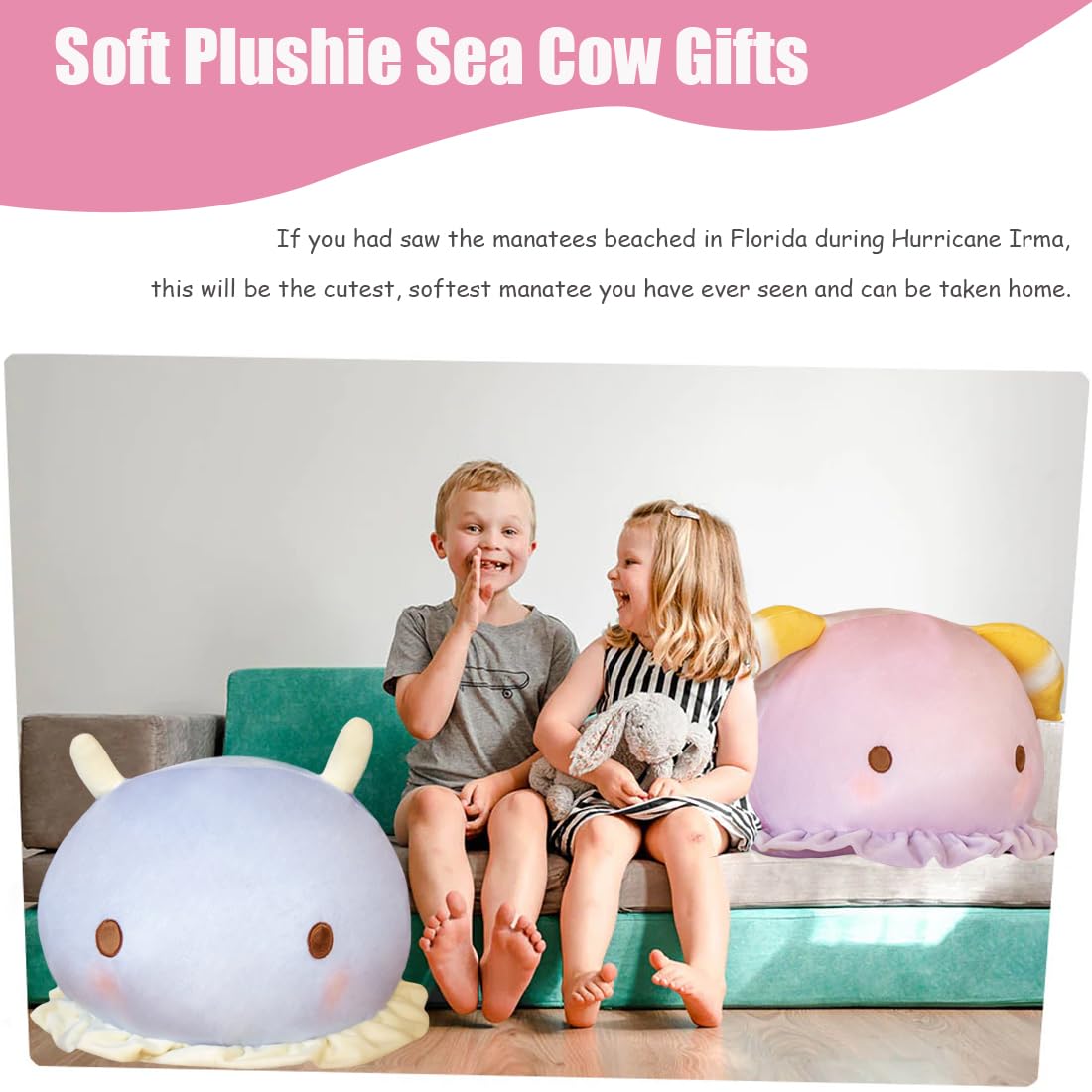 ELAINREN Big Pink Manatee Plush Soft Pillow Fluffy Sea Cow Stuffed Ocean Toy Cuddly Manatee Shape Plushie Cushion/15.7''x 13.8''
