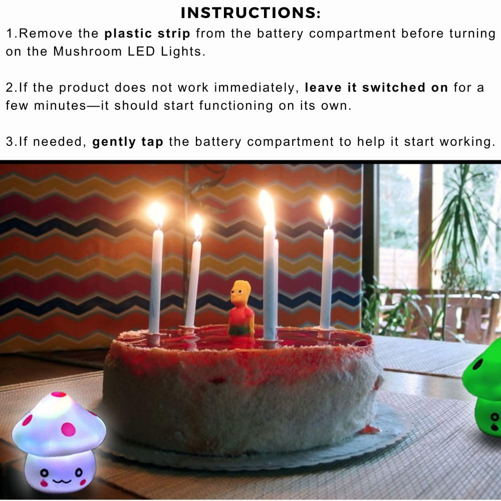 TornadoZ LED Light Up Color Changing Mushroom Toy (8 Pcs) | Multi-Color Flashing LED Night Light Lamp | Cute & Fun Creative Kids Toy | Home, Birthday