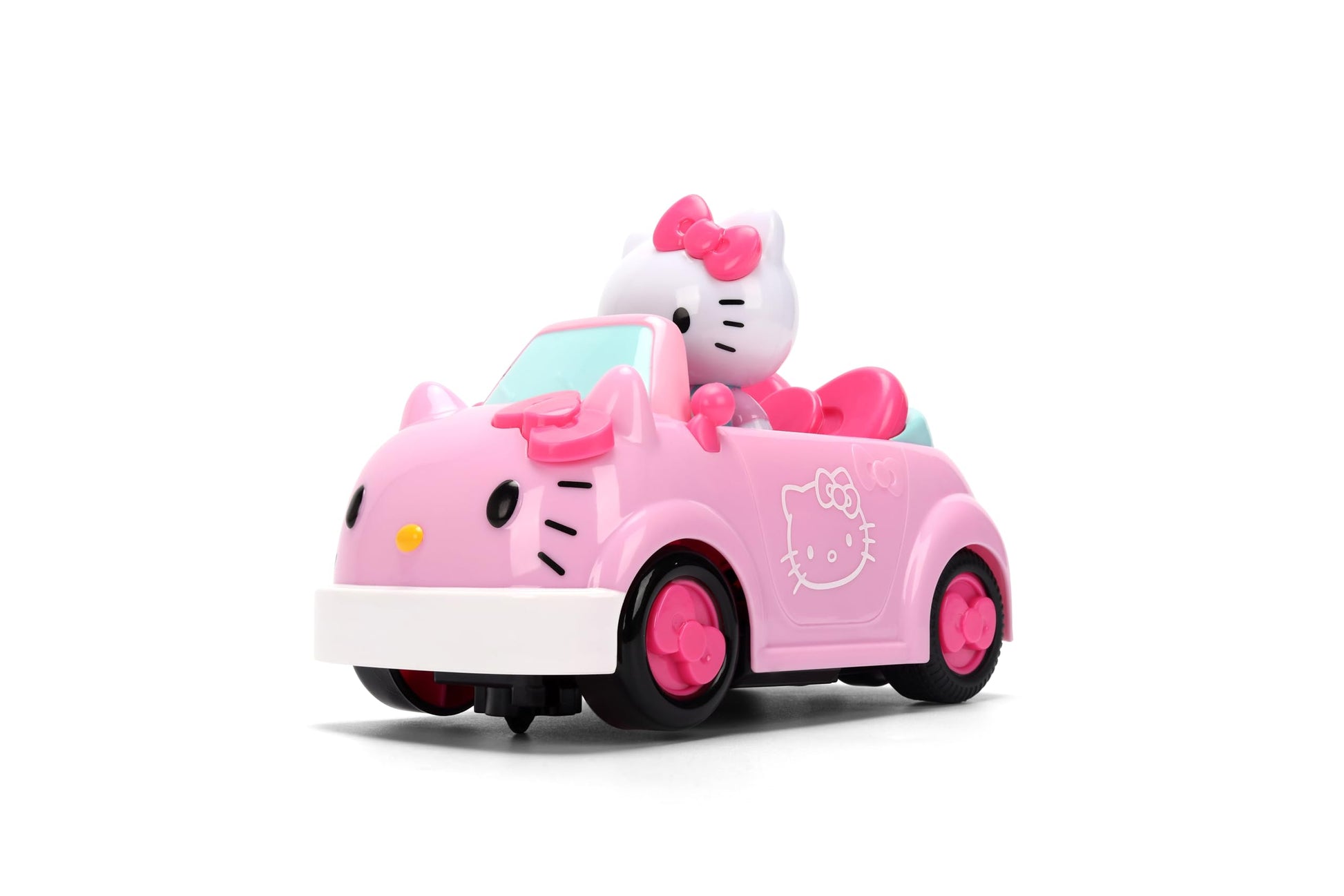 Jada Hello Kitty RC Car 1:32 Scale Vehicle - Simple Function Remote Control Pink Convertible with Non-Removable Figure Toys