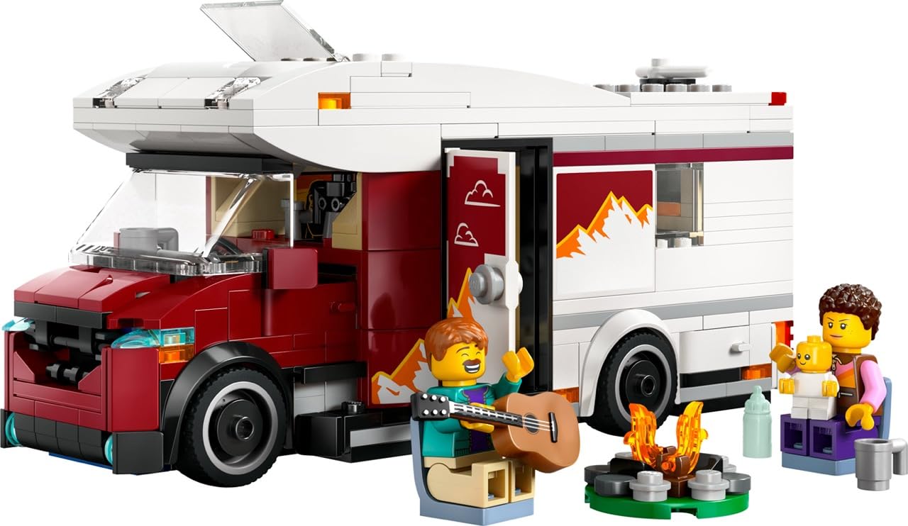 LEGO City Holiday Adventure Camper Van Building Toy Set - Vacation Toy for Kids, Boys and Girls, Ages 6+ - Includes 3 Minifigures and Accessories