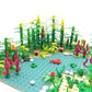 ZHX Rainforest Jungle Bridge Building Block Toys with 2pcs Baseplates(10x10 inches Each) Garden Bricks Accessories Bush Flowers Animals Coconut Trees