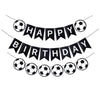 Runhiskii Soccer Happy Birthday Banner, Black Soccer Birthday Sign for Boys Girls Fans Party Decoration