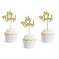 24 Gold Glitter Cake Cupcake Toppers Picks for Wedding Birthday Baby Shower Party Decorations