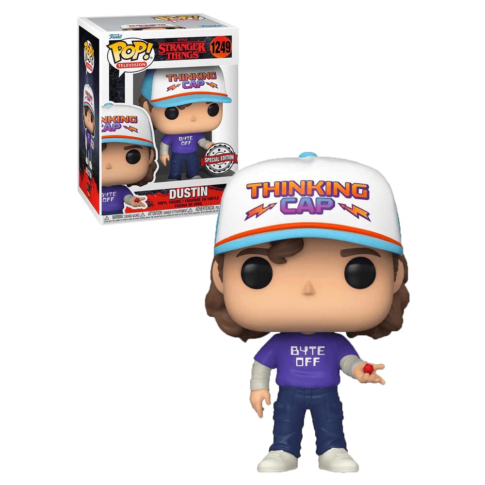 Funko Stranger Things POP! Television Dustin w/ Thinking Cap Exclusive Vinyl Figure #1249 [Byte-Off Shirt]