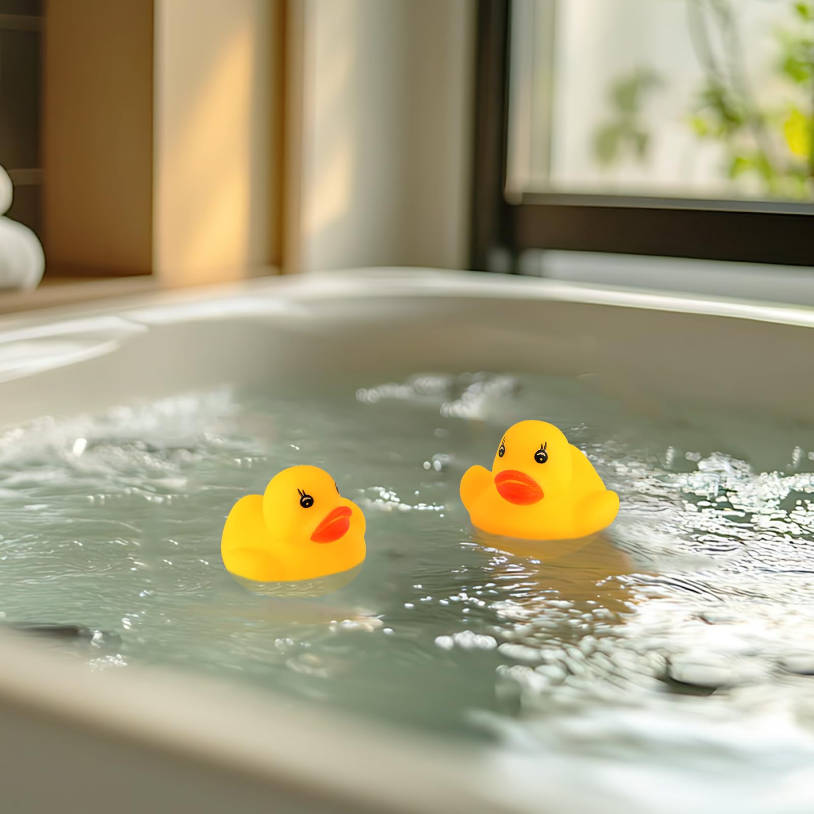 JTTJDB 50 Pcs Mini Rubber Ducks,Float and Squeak Duckies
