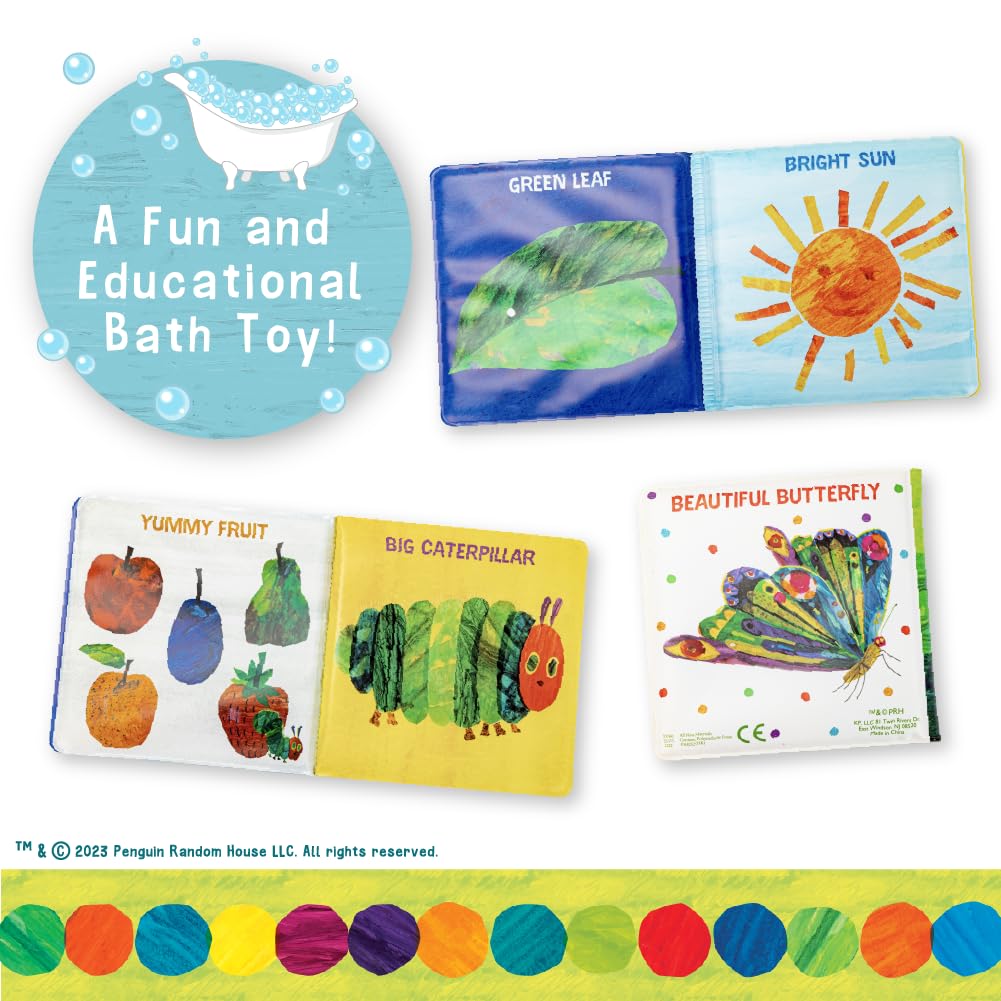 Kids Preferred World of Eric Carle The Very Hungry Caterpillar 6 Inch Vinyl Bath Book Bath Tub Toy Perfect for Water Play and Learning for Ages 18