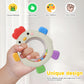 WALULAN Sensory Toys for Babies, 2 Pack Baby Teething Rings Toys for 0-3 3 6-12 Months Baby Rattle Teether Silicone Teether Relief Chew Soothing,BPA