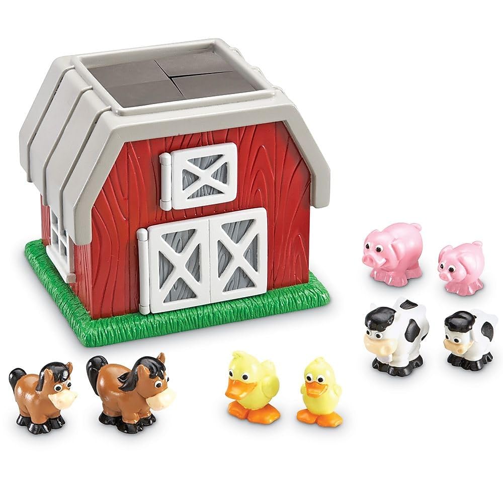 Learning Resources Hide-N-Go Moo, Farm Animal Toy, Barn Toys for Toddlers, 9 Pieces, Ages 2+