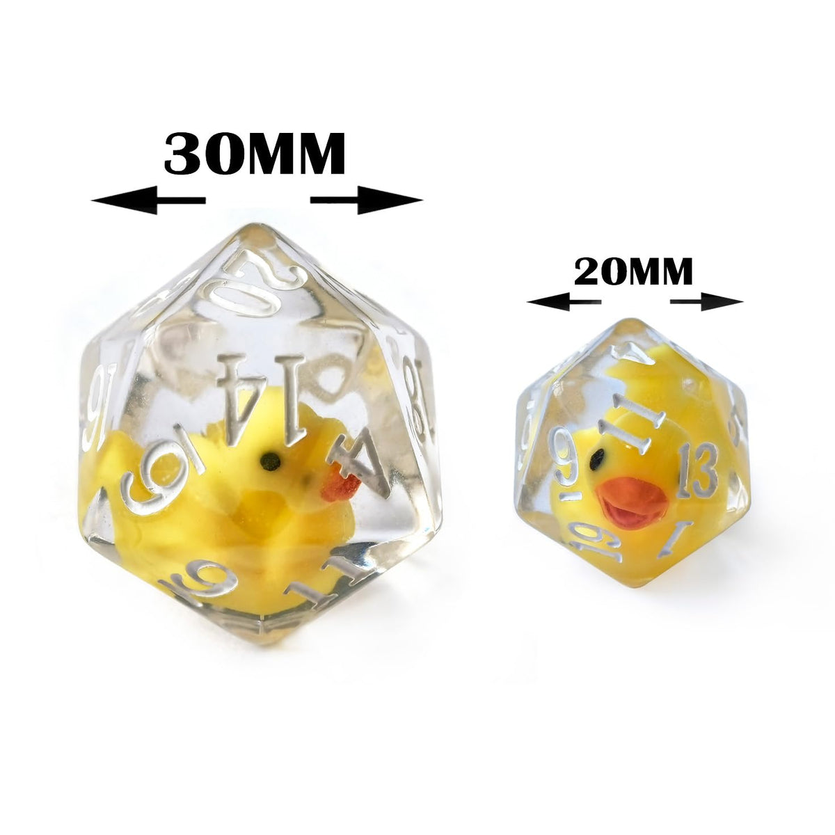 Bescon Oversized YellowDuck RPG Dice Set of 7, Novelty Jumbo Dice Yellow Duck Polyhedral DND Game Die Set