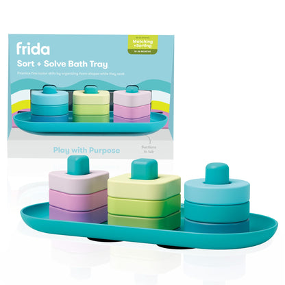 Frida Baby Sort + Solve Bath Puzzle Bath Toy, Matching + Sorting Bath Toys for Toddlers, Play with Purpose, Develop Fine Motor Skills, Sequencing