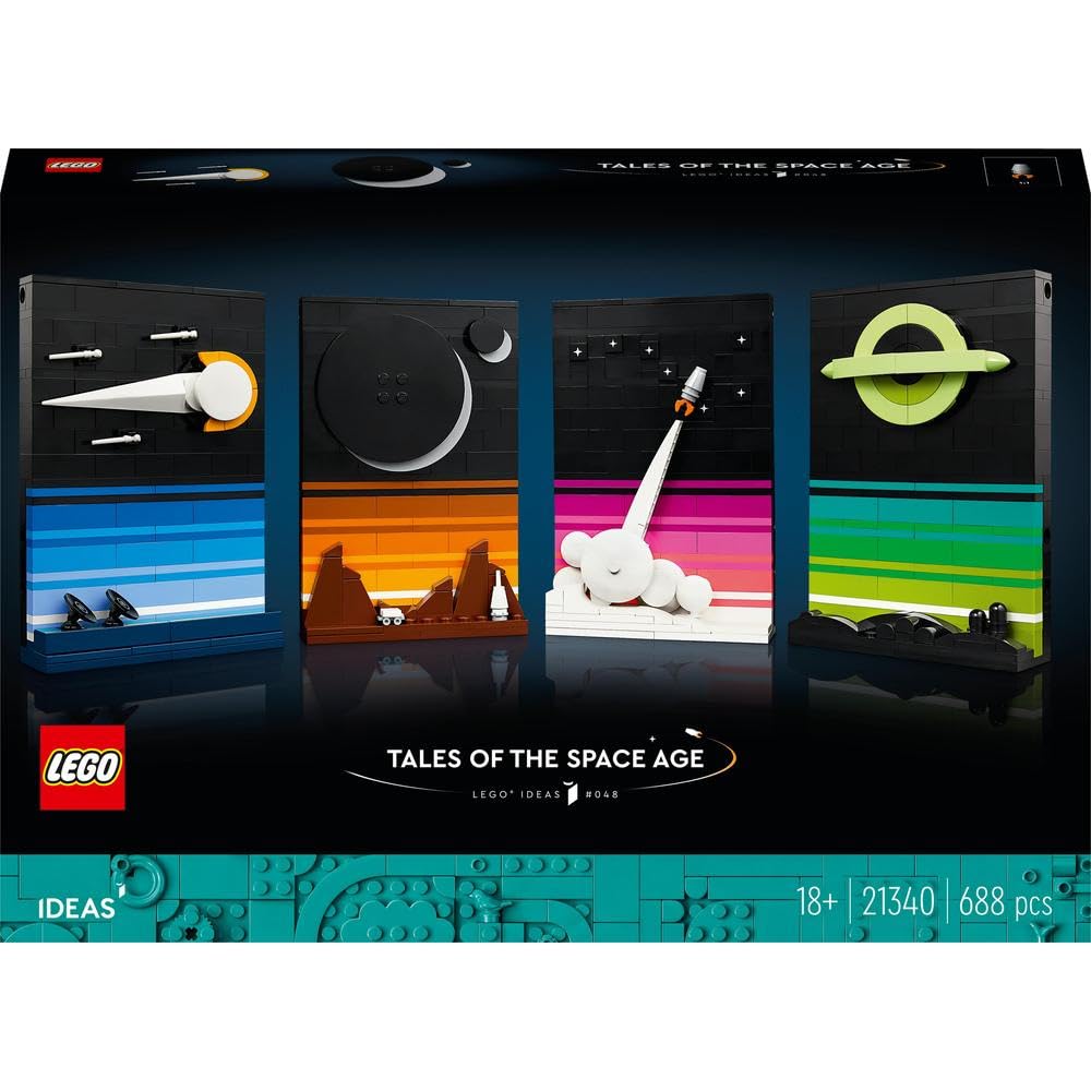 LEGO Ideas Tales of The Space Age 21340 Adult Building Set, Build and Display 4 Connectible 3D Postcard Models, Gift Idea for Sci-Fi and Astronomy