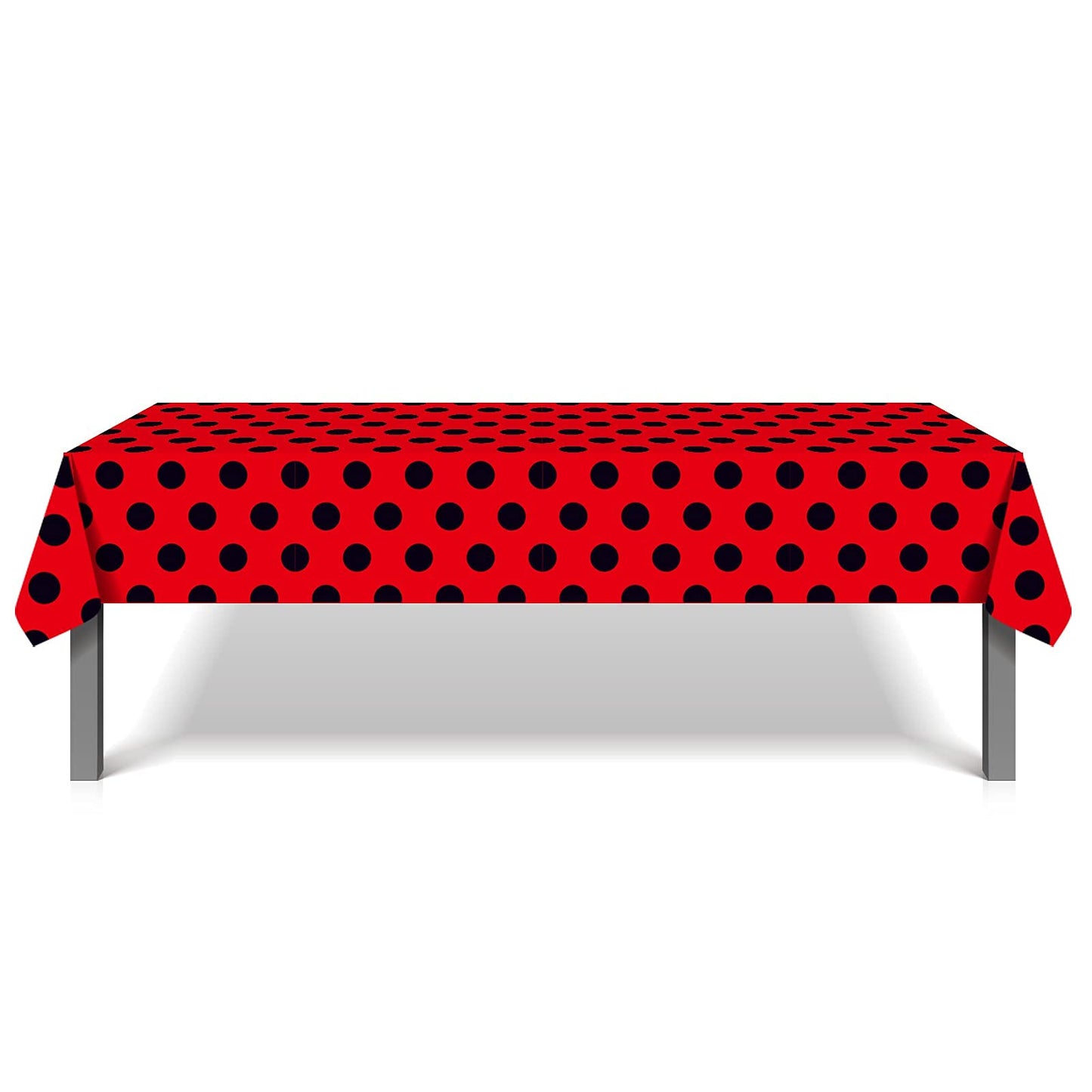 2 Pieces Ladybug Tablecover Ladybug Party Tablecloth, Little Ladybug Plastic Tablecloth Vintage Polka Dots Tablecloth Rectangular Black and Red