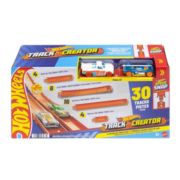 Hot Wheels Track Creator Deluxe Pack & 2 1:64 Scale Toy Cars