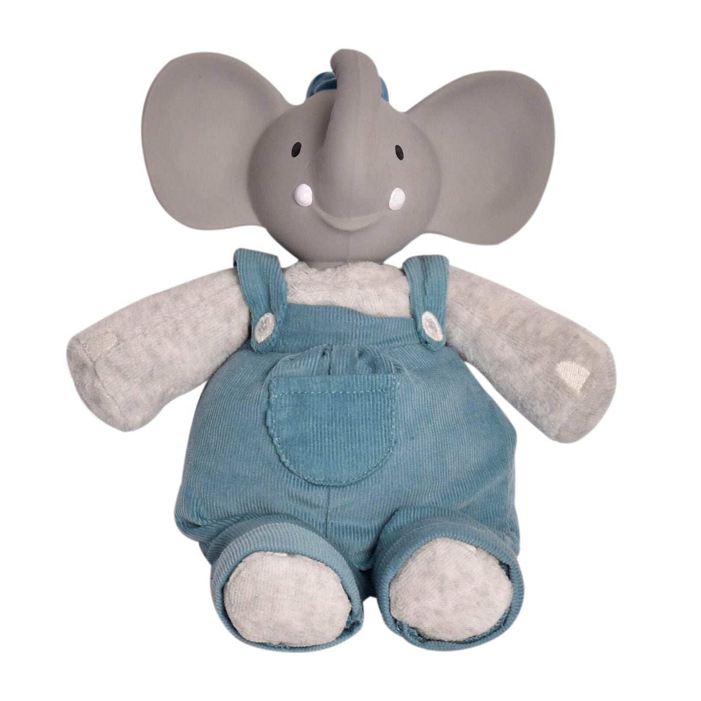 Mini Alvin The Elephant Baby Toy - 8 inch Organic Cotton Plush with Natural Rubber Teether Head | Safe Non-Toxic Newborn Teething Toy & Soft Cuddle