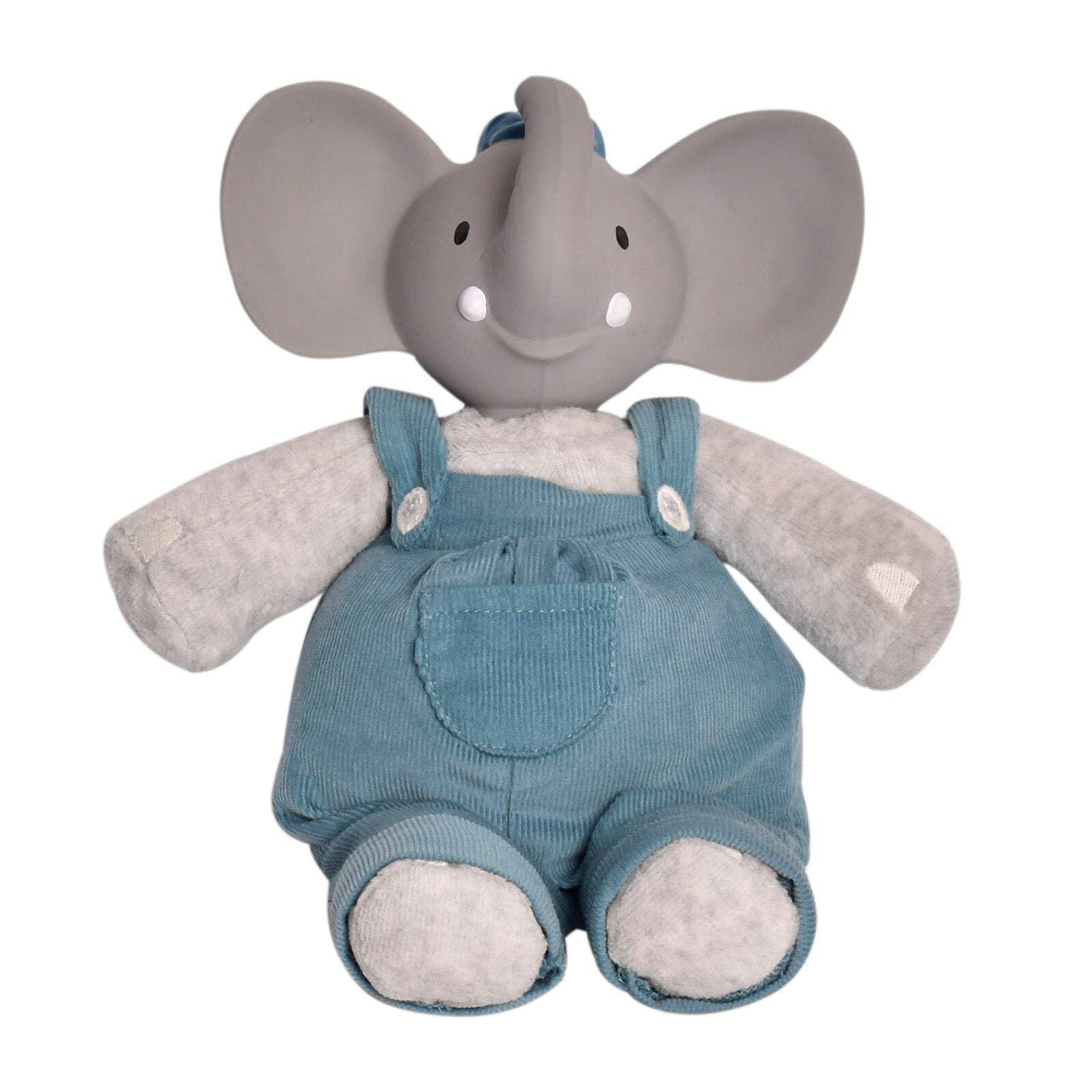 Mini Alvin The Elephant Baby Toy - 8 inch Organic Cotton Plush with Natural Rubber Teether Head | Safe Non-Toxic Newborn Teething Toy & Soft Cuddle