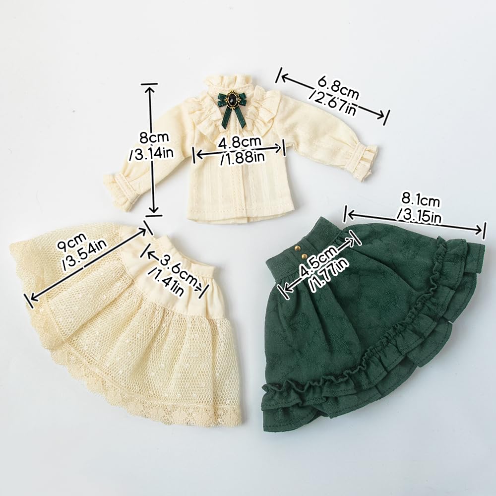 XiDonDon BJD Doll Clothes Retro Dress Set for Blyth Ymy Licca Azones Ob24 Ob27 Doll Accessories Toys (Only Clothes) (Dark Blue Set)