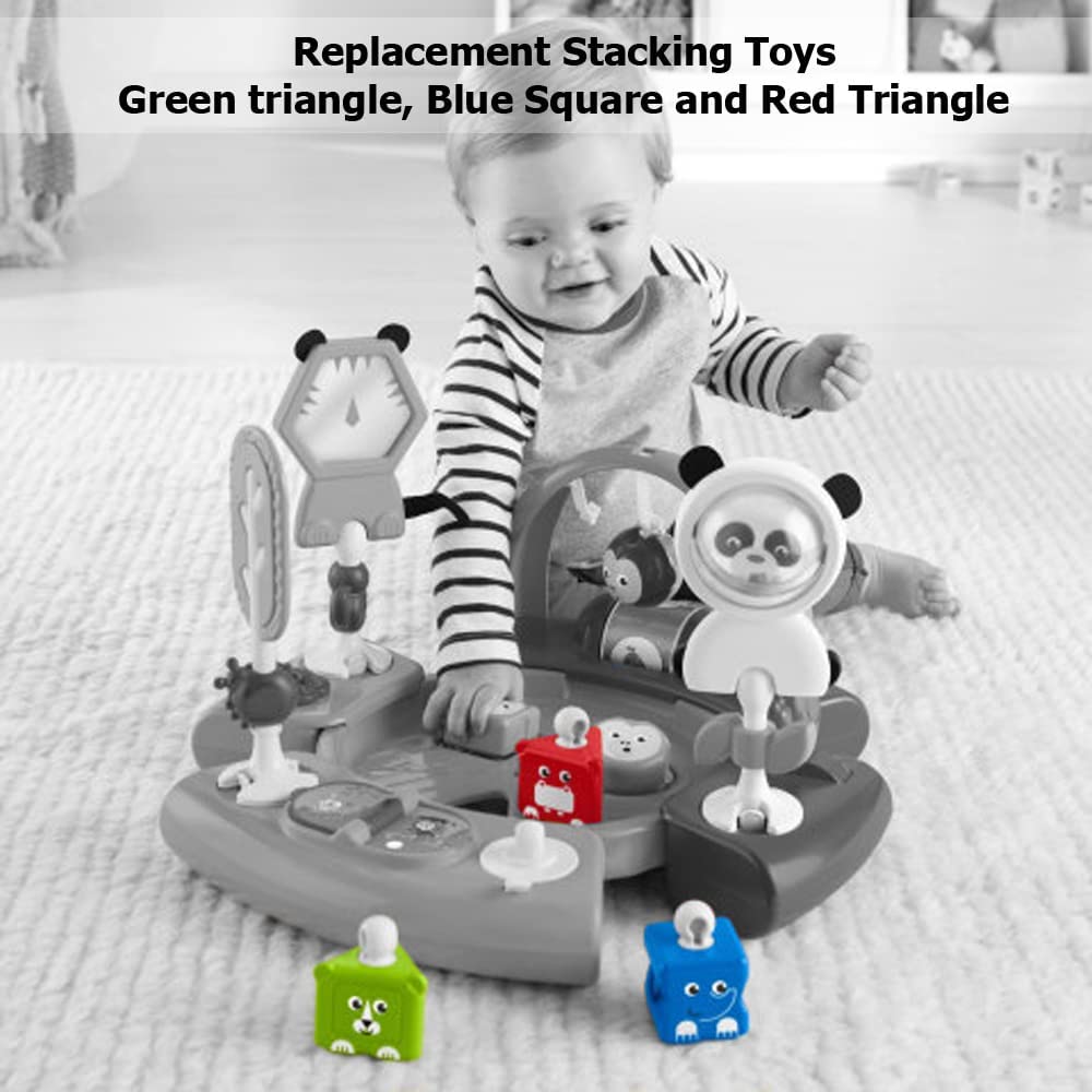 Replacement Parts for Fisher-Price 3-in-1 Spin & Sort Activity Center - FWY39 ~ Replacement Stacking Toys ~ Green Triangle, Blue Square and Red